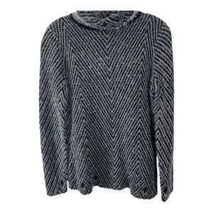 GNW Womens Black White Turtleneck Eyelash Sweater Size M